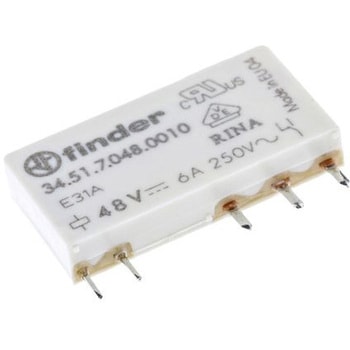 Finder パワーリレー 48V dc， 1c接点 基板実装タイプ FINDER