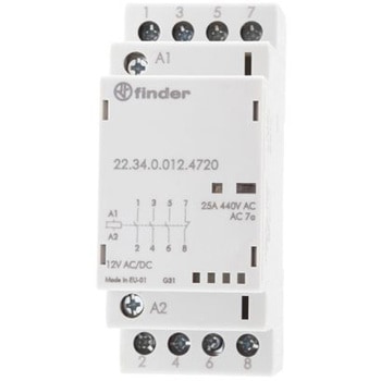 Finder 電磁接触器 12 V dc 4極 22 Seriesシリーズ， 22.34.0.012.4720 FINDER
