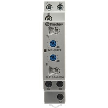 Finder タイマーリレー 非対称サイクルパルススタート 12 → 240V ac/dc DINレール FINDER