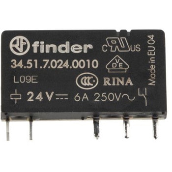 Finder パワーリレー 24V dc， 1c接点 基板実装タイプ FINDER