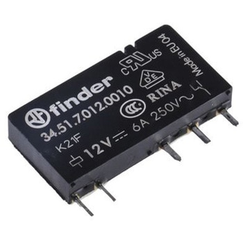 Finder パワーリレー 12V dc， 1c接点 基板実装タイプ FINDER