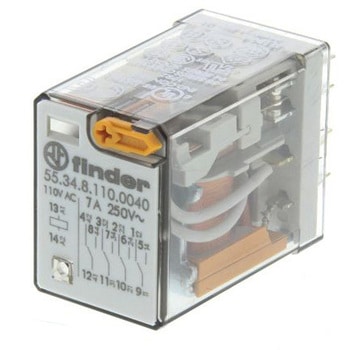Finder パワーリレー 110V ac， 4c接点 プラグイン タイプ FINDER
