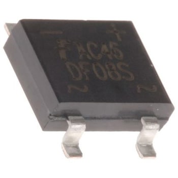 onsemi 整流用 ブリッジダイオード 単相 1.5A， 800V， 8.51 x 6.5 x 3.3mm， DF08S onsemi