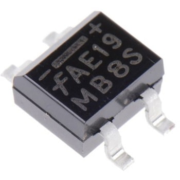 onsemi 整流用 ブリッジダイオード 単相 500mA， 200V， 4.95 x 4.2 x 2.7mm， MB2S onsemi