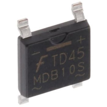 onsemi 整流用 ブリッジダイオード 単相 1A， 1000V， 5.15 x 4.55 x 1.45mm， MDB10S onsemi