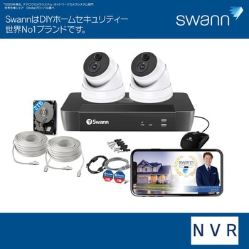 Swann 防犯カメラ 8ch NVRレコーダー 4K 800万画素 2TB搭載IP66 屋外 屋内対応 赤外線暗視 ドーム型 2台セット SWANN(スワン)