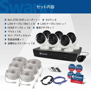 SWNVK-885806-NF Swann 防犯カメラ 4K 6台セット NVRレコーダー