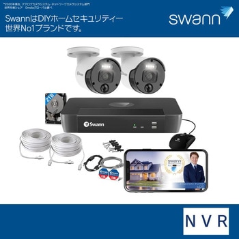 Swann セキュリティカメラ 8ch NVRレコーダー 4K 2TB搭載 IP66 警告ライト搭載 屋外 屋内対応 防犯カメラ 2台セット SWANN(スワン)
