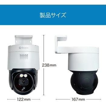 Swann NVRレコーダー 増設用 セキュリティカメラ 4K パン・チルト 屋外 屋内対応 IP66仕様 警告ライト サイレン搭載 防犯カメラ SWANN(スワン)