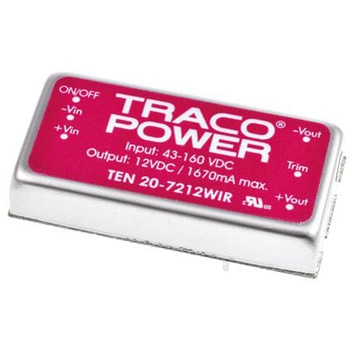 TRACOPOWER DC-DCコンバータ Vout：12V dc 43 → 160 V dc， 20W， TEN 20-7212WIR - TRACO POWER
