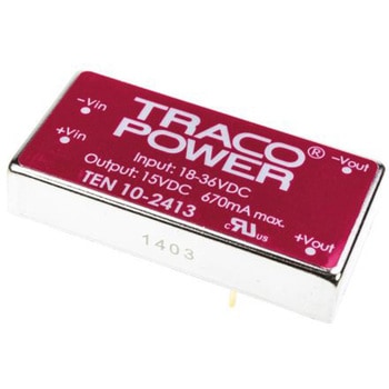 TRACOPOWER DC-DCコンバータ Vout：15V dc 18 → 36 V dc， 10W， TEN 10-2413 - TRACO POWER