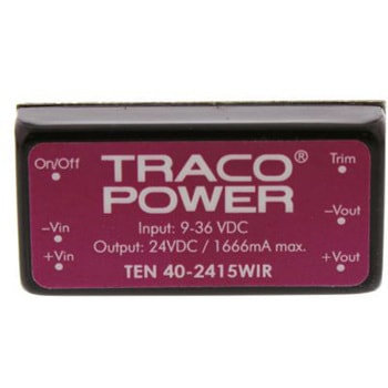 TRACOPOWER DC-DCコンバータ Vout：24V dc 9 → 36 V dc， 40W， TEN 40-2415WIR TRACO POWER