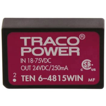 TRACOPOWER DC-DCコンバータ Vout：24V dc 18 → 75 V dc， 6W， TEN 6-4815WIN TRACO POWER