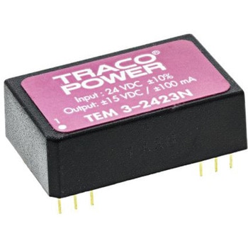 TRACOPOWER DC-DCコンバータ Vout：±15V dc 21.6 → 26.4 V dc， 3W， TEM 3-2423N - TRACO POWER