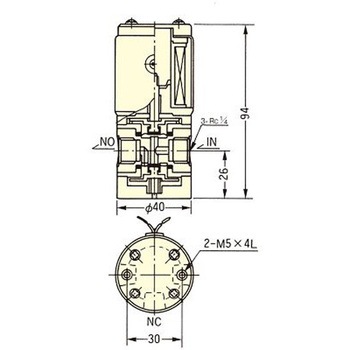 PTFE3方メス電磁弁FSM F-2371シリーズ フロン工業