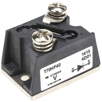 Vishay 回復整流器 整流ダイオード， 70A， 400V パネルマウント， 2-Pin Tモジュール シリコンジャンクション 1.35V VISHAY