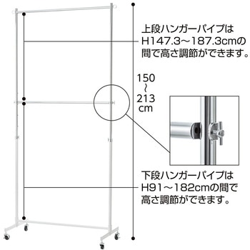 陳列用ハンガー什器 重量用2段ハンガーラック 幅90cmタイプ ストア・エキスプレス