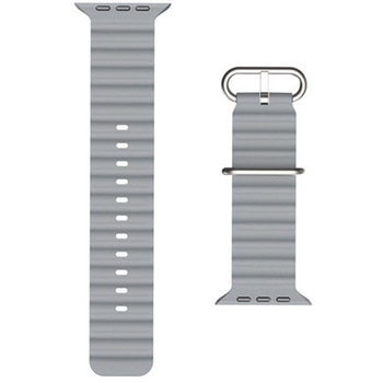 Apple Watch 49mm / 46mm / 45mm / 44mm / 42mm 肌触りさらさら 消臭機能付き エラストマーウェーブバンド グレー トリニティ