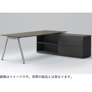 アフィーノ マネジメントデスク 平机 W2100 クレテンザ脚 アルミミラー脚 スライド引戸型 左用<配送時組立サービス付> イトーキ
