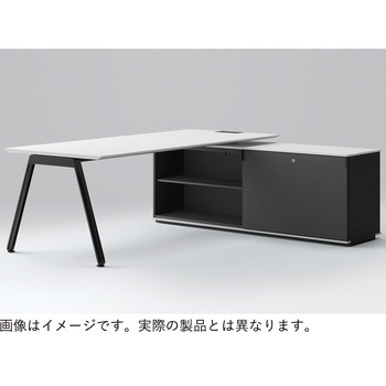アフィーノ マネジメントデスク 平机 W2100 クレテンザ脚 アルミ塗装脚 スライド引戸型 右用<配送時組立サービス付> イトーキ