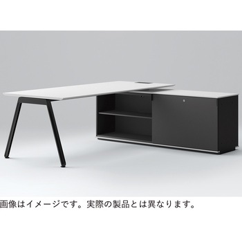 アフィーノ マネジメントデスク 平机 W2100 クレテンザ脚 アルミ塗装脚 引出し+オープン型 右用<配送時組立サービス付> イトーキ