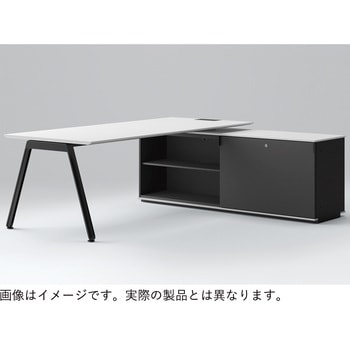アフィーノ マネジメントデスク 平机 W2100 クレテンザ脚 木製脚 スライド引戸型 左用<配送時組立サービス付> イトーキ