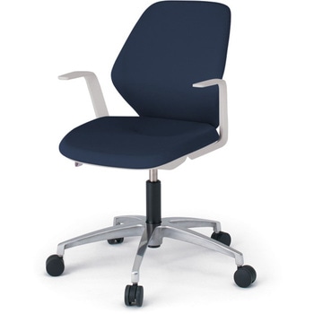 キュアチェア クロスバック 肘付 5本脚アルミミラー脚 PV張地 ウレタンキャスター<配送時組立サービス付> イトーキ