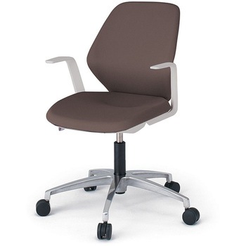 キュアチェア クロスバック 肘付 5本脚アルミミラー脚 PV張地 ウレタンキャスター<配送時組立サービス付> イトーキ