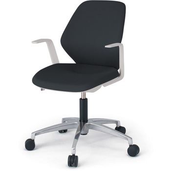 キュアチェア クロスバック 肘付 5本脚アルミミラー脚 PV張地 ウレタンキャスター<配送時組立サービス付> イトーキ