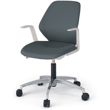 キュアチェア クロスバック 肘付 5本脚アルミミラー脚 PV張地 ウレタンキャスター<配送時組立サービス付> イトーキ