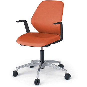 キュアチェア クロスバック 肘付 5本脚アルミミラー脚 PV張地 ウレタンキャスター<配送時組立サービス付> イトーキ