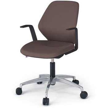 キュアチェア クロスバック 肘付 5本脚アルミミラー脚 PV張地 ウレタンキャスター<配送時組立サービス付> イトーキ