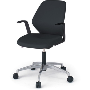 キュアチェア クロスバック 肘付 5本脚アルミミラー脚 PV張地 ウレタンキャスター<配送時組立サービス付> イトーキ