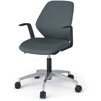 キュアチェア クロスバック 肘付 5本脚アルミミラー脚 PV張地 ウレタンキャスター<配送時組立サービス付> イトーキ