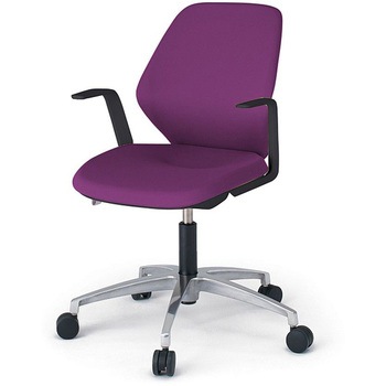 キュアチェア クロスバック 肘付 5本脚アルミミラー脚 PV張地 ウレタンキャスター<配送時組立サービス付> イトーキ