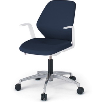 キュアチェア クロスバック 肘付 5本脚アルミミラー脚 PV張地 ウレタンキャスター<配送時組立サービス付> イトーキ