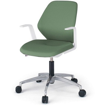 キュアチェア クロスバック 肘付 5本脚アルミミラー脚 PV張地 ウレタンキャスター<配送時組立サービス付> イトーキ