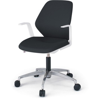 キュアチェア クロスバック 肘付 5本脚アルミミラー脚 PV張地 ウレタンキャスター<配送時組立サービス付> イトーキ