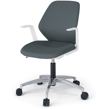 キュアチェア クロスバック 肘付 5本脚アルミミラー脚 PV張地 ウレタンキャスター<配送時組立サービス付> イトーキ