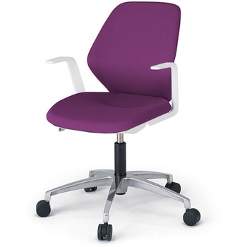 キュアチェア クロスバック 肘付 5本脚アルミミラー脚 PV張地 ウレタンキャスター<配送時組立サービス付> イトーキ