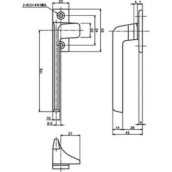 DC-610NK 開窓 カムラッチハンドル 1個 中西産業 【通販サイトMonotaRO】