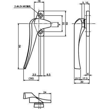 DC-660 開窓 カムラッチハンドル 1個 中西産業 【通販サイトMonotaRO】