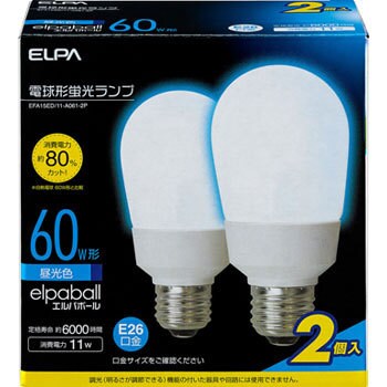 電球型蛍光灯A形60W2P ELPA