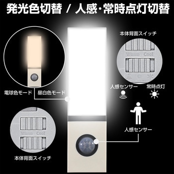 PM-L702 LED 人感センサーライト 調光可能 電池式 マグネット つり下げ