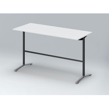 ホバーテーブル ハイタイプ T脚角型 アルミミラー脚 配線なし 1800×750<配送時組立サービス付> イトーキ