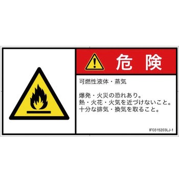 PL警告表示ラベル(ISO/SEMI準拠)│ガス・薬液などの危険：可燃性物質│日本語(ヨコ) SCREENクリエイティブコミュニケーションズ