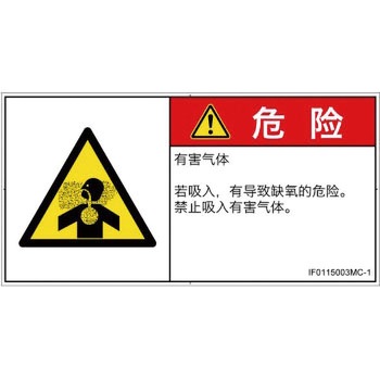 PL警告表示ラベル(ISO/SEMI準拠)│ガス・薬液などの危険：有毒ガス/窒息│簡体字(ヨコ) SCREENクリエイティブコミュニケーションズ