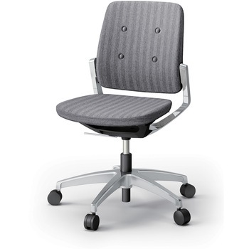 レヴィチェア ローバック 肘なし アルミミラー脚 ナイロンキャスター SBボタン張地<配送時組立サービス付> イトーキ