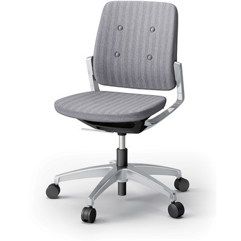 レヴィチェア ローバック 肘なし アルミミラー脚 ナイロンキャスター SBボタン張地<配送時組立サービス付> イトーキ