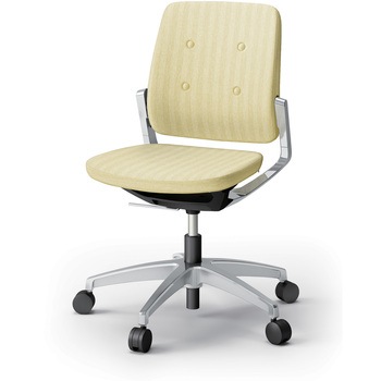 レヴィチェア ローバック 肘なし アルミミラー脚 ナイロンキャスター SBボタン張地<配送時組立サービス付> イトーキ